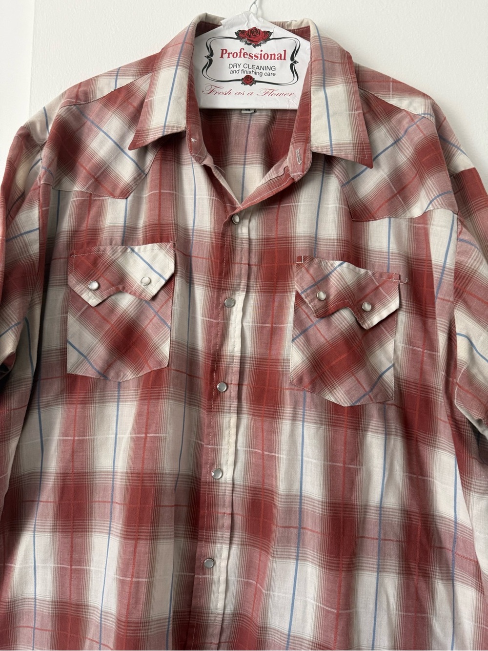 Ely Cattleman Red and White Plaid Western Button-Down Shirt